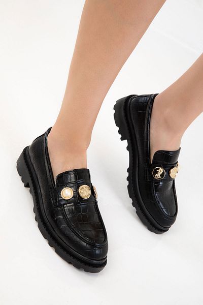 SOHO Black Krako Women's Loafer Shoes 20687