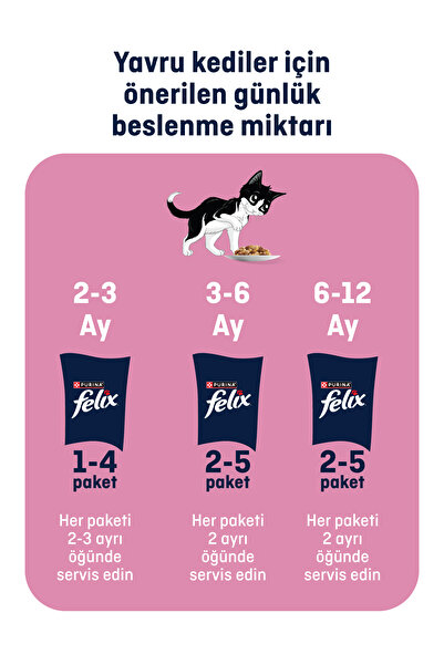 FELIX Yavru Kediler Için Tavuklu Yaş Kedi Maması 26 Adet