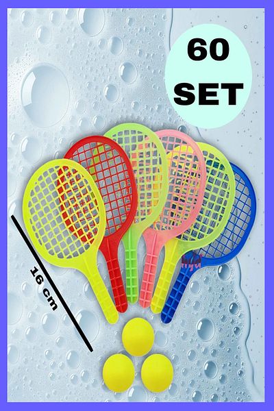 Hyd Set of 60 Toy Plastic Racket Karne Gift Birthday Gift 16 cm Mini Size Tennis Racket