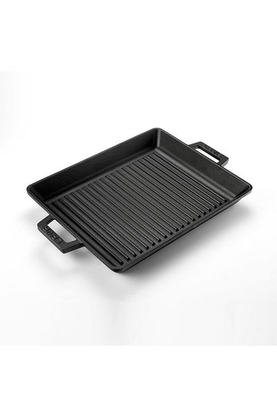 Lava Casting Rectangular Grill Pan Cast Iron Solid Double Handled Dimensions 26x32cm.