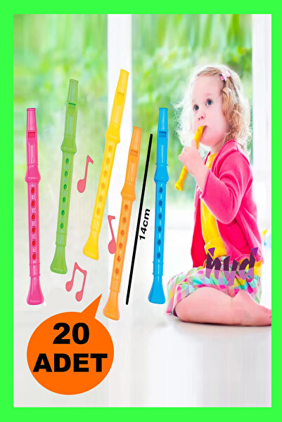 Hyd 20 Pcs Toy Colorful Plastic Mini Flute Musical Instrument 14cm Preschool Birthday Karne Gift