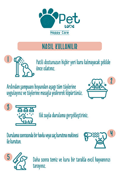 Pet Love Kediler Ve Köpekler Için Şampuan Okyanus 500 ml 100% Doğal Argan Yağlı