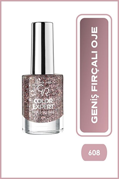 Golden Rose Color Expert Nail Lacquer Glitter No: 608 - Geniş Fırçalı Işıltıl...