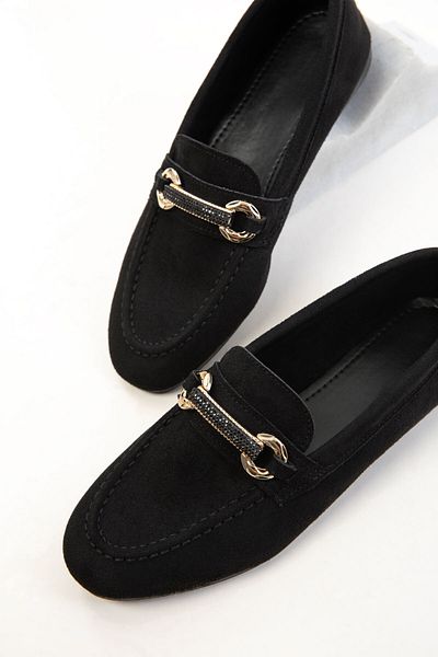 SOHO Black Suede Women's Loafer Shoes 20693
