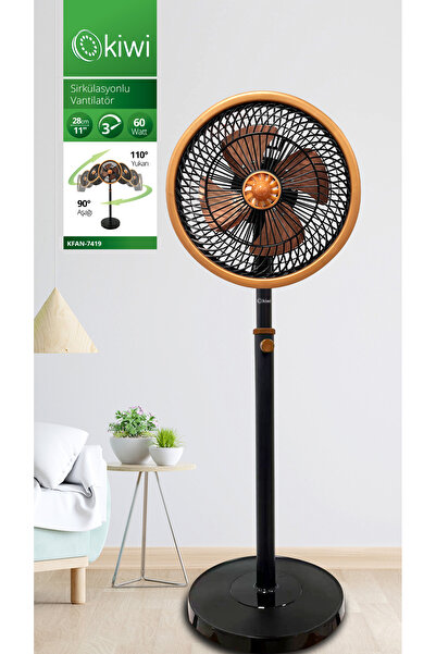 Kiwi Kfan-7419 Salınım Fonksiyonlu Metal Kanatlı Sirkülasyonlu Vantilatör