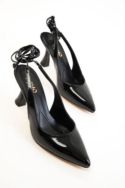 SOHO Black Patent Leather Women's Classic Heeled Shoes 15776