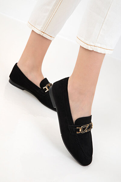 SOHO Siyah Süet Kadın Loafer Ayakkabı 20690
