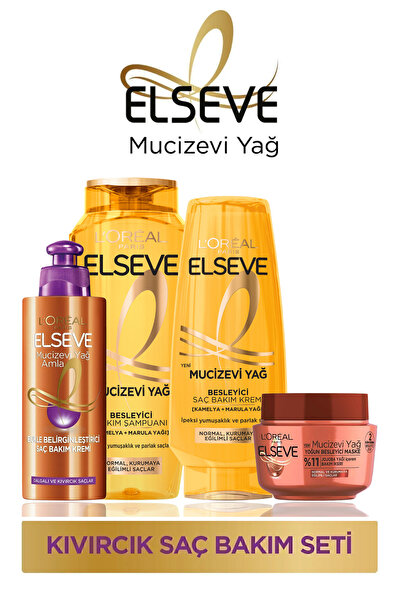 ELSEVE Mucizevi Yağ Saç Bakım Seti (Şampuan + Saç Kremi + Bukle Belirginleştirici Saç Kremi +Saç Maskesi)