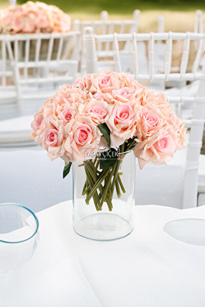 Yapay Çiçek Deposu Луксозен букет от 10 рози, 25 см, прахово розово