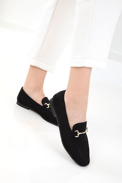 SOHO Black Suede Women's Loafer Shoes 20689