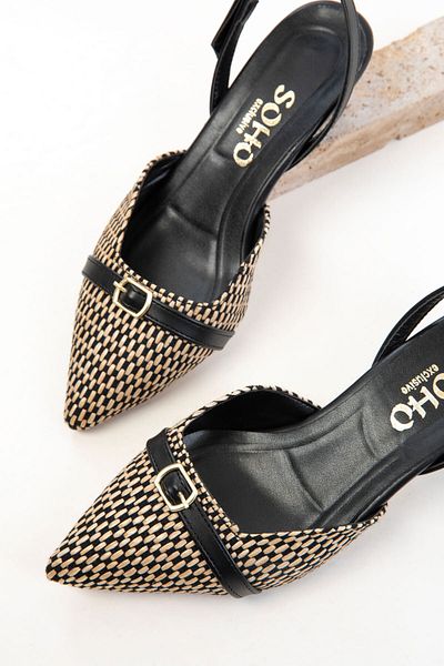 SOHO Black-Beige Women's Classic Heeled Shoes 20681