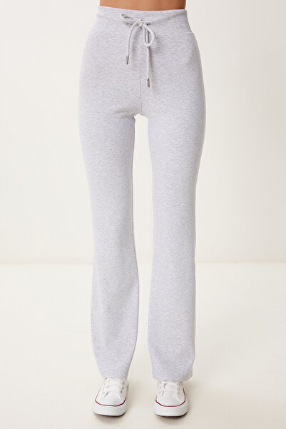 Happiness İstanbul Women's Gray Melange Fitted/Fitted Stretchy Knitted Bottom-Top Set Us00998