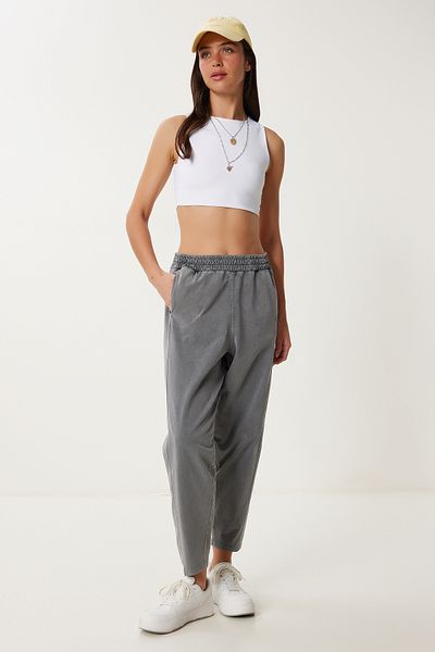 Happiness İstanbul Women's Smoked Faded Effect Cotton Sweatpants Bf00106