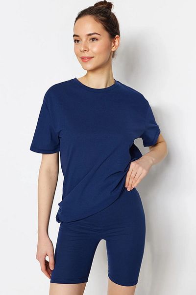 Trendyol Collection Темно-синій комплект піжами з 100% бавовни THMSS20PT0397