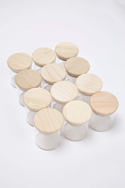 TRENDYOLMİLLA HOME Set de borcane de condimente din sticlă cu capac din lemn, 12 bucăți, TPHSS25BHR00001