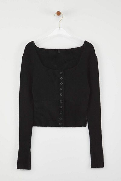 Trendyol Collection Black Crop Top Knitwear Cardigan (Twoaw25Hi00178)