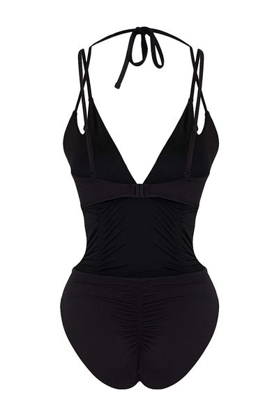Trendyol Collection Schwarzer drapierter brasilianischer Mayokini – TBESS25MY00011