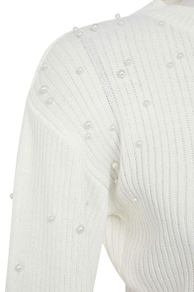 Trendyol Collection Ecru Pearl Detailed Crew Neck Knitwear Sweater Twoaw22Kz1493