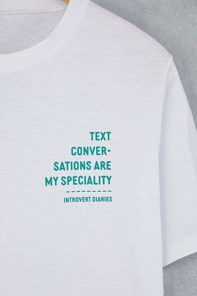 Trendyol Collection White Slim/Fit Minimal Text Printed Cotton T-Shirt Tmnss25Ts00183