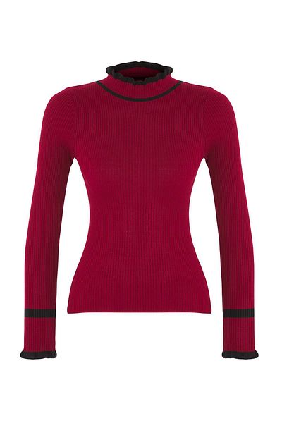 Trendyol Collection Burgundy Color Blocked Knitwear Sweater Twoaw22Kz1250