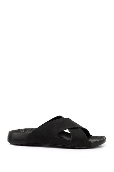 GÖNDERİ(R) Men's Black Cross Banded Slippers