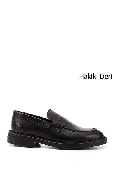 GÖNDERİ(R) Men's Black Genuine Leather Loafer Shoes