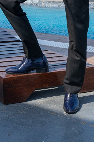 Elevold Ручна робота, натуральна шкіра, синій колір, підкладка 7 см, подовжуючий прихований каблук, класичне взуття, весільне взуття