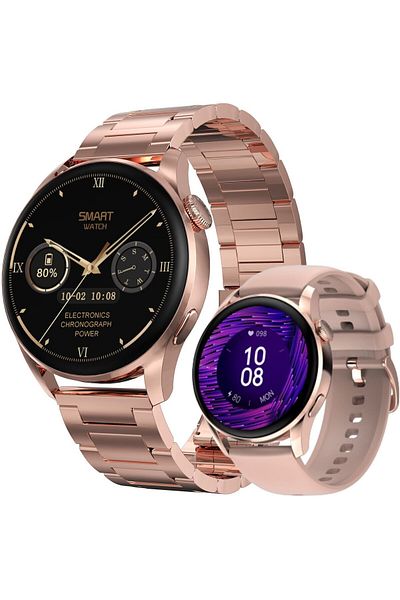 Smart Vibe SmartWatch DT™ WATCH3, Bluetooth HD Calling, Call/Message NOTIFICATIONS, 1.36" Borderless 4D, Gold