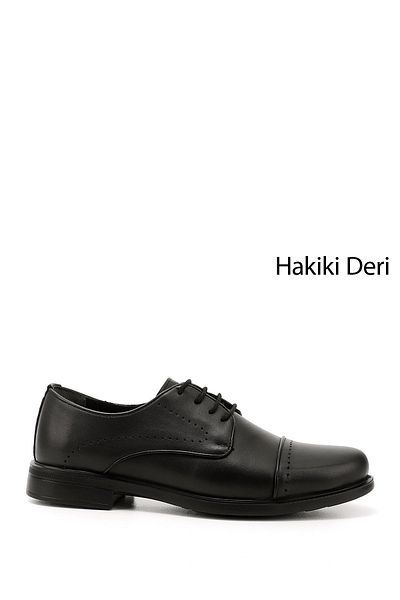 GÖNDERİ(R) Men's Black Lace-Up Genuine Leather Classic Shoes