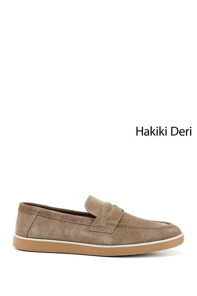 GÖNDERİ(R) Men's Beige Suede Genuine Leather Loafers