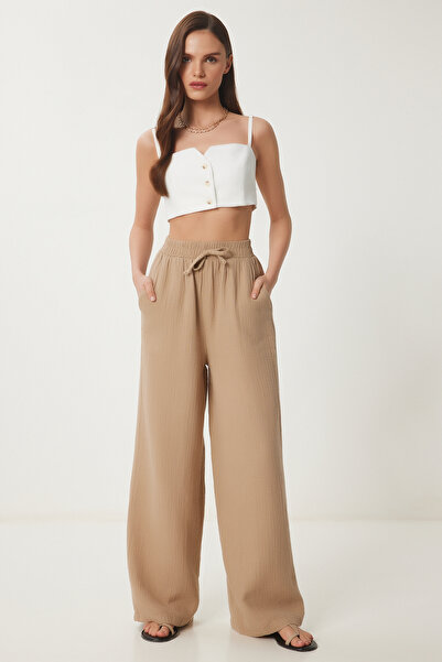 Lovelyİstanbul موديل Lmx0008 بنطلون موسلين بالازو بسكويت