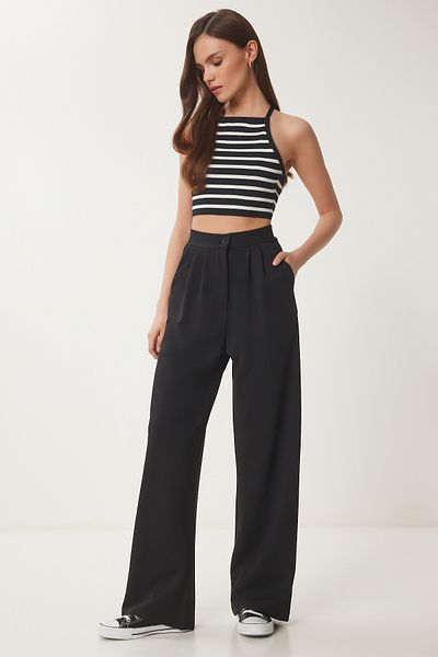 Lovelyİstanbul Black Lycra Comfortable Palazzo Trousers - Lrv0019