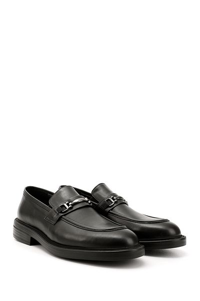 GÖNDERİ(R) Men's Black Buckle Genuine Leather Loafer Shoes