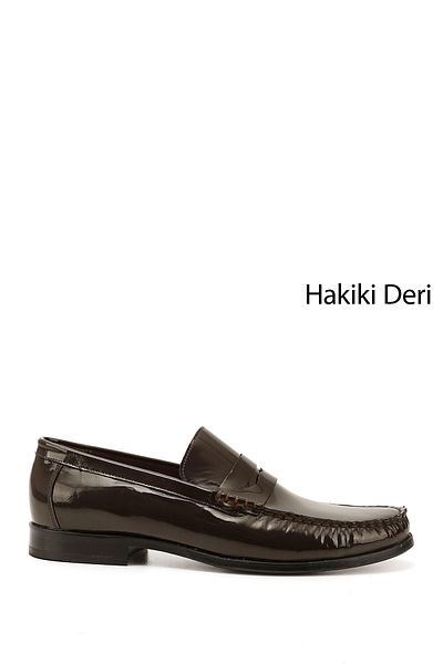 GÖNDERİ(R) BROWN Patent Leather Platinum Genuine Leather Leather Sole Loafer Casual Men's Shoes 01139