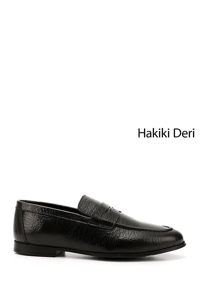 GÖNDERİ(R) BLACK Gön Genuine Leather Round Toe Loafer Casual Men's Shoes 01598
