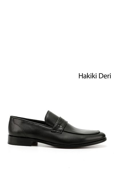 GÖNDERİ(R) Men's Black Leather Sole Genuine Leather Loafer Shoes