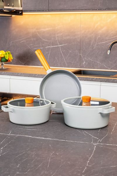 Prima Nova Fika Gray Pot and Pan Set 5 Pieces