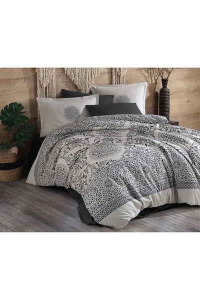 Clasy Ranforce Duvet Cover Set Double Bera V1 Anthracite