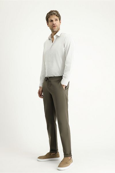 Kiğılı Long Sleeve Classic Striped Cotton Easy-Iron Shirt