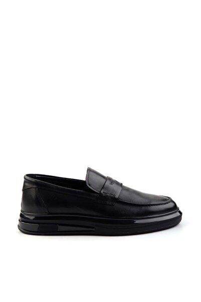 Bambi Siyah Leather Erkek Loafer Ayakkabı E01401082143