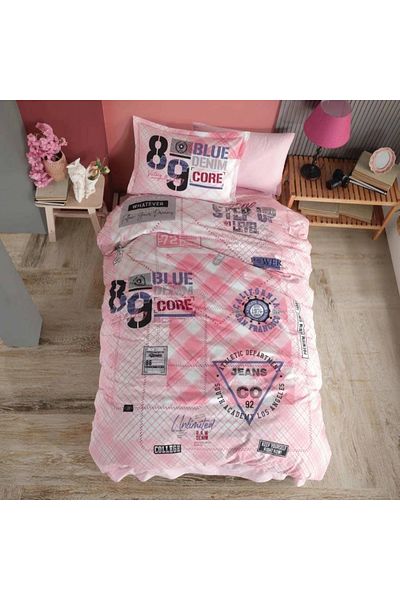 Clasy Ranforce Denim V1 Pink Single Duvet Set