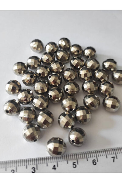 BEYHAN BAYHAN 25 Adet Dekoratif Gümüş Çift Delikli 10 Mm Disko Topu Boncuk - ...