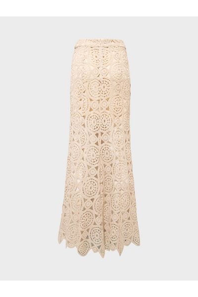 RİVUS Maxi Length Lace Skirt - Beige