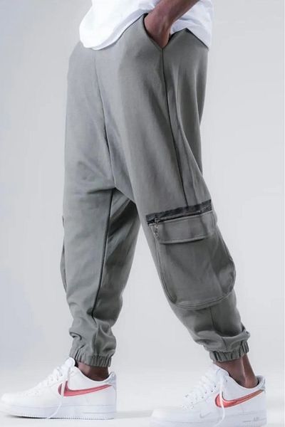 Superbluemexico Men's Cargo Pocket Green Jogger Baggy Trousers