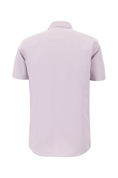 Abdullah Kiğılı Ριγέ Slim Fit Βαμβακερό πουκάμισο - Κοντό μανίκι