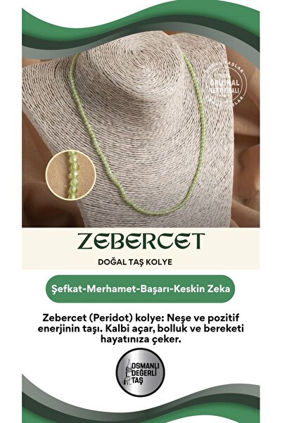 OSMANLI DEĞERLİ TAŞ Sertifikalı Zebercet Doğal Taş Kolye