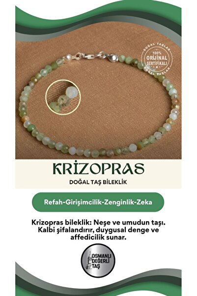 OSMANLI DEĞERLİ TAŞ Sertifikalı Krizopras Doğal Taş Bileklik – Canlandırıcı v...