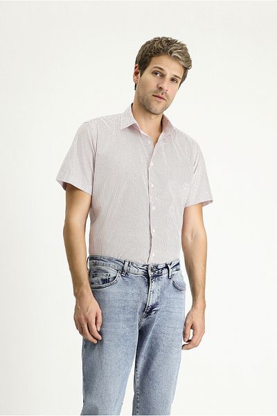 Kiğılı Printed Slim Fit Cotton Shirt - Short Sleeve