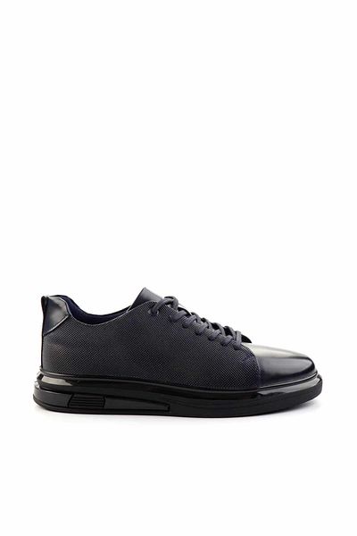 Bambi Navy Blue Leather Men's Casual Shoes E01380108214