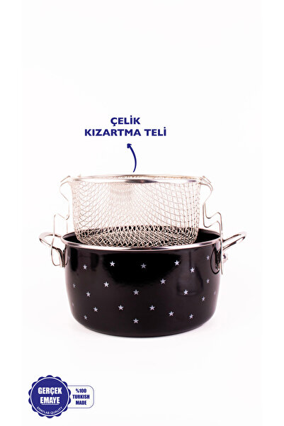 EMAYlab Star Enamel Star Patterned Fryer/Frying Pot (24Cm-4Litre)